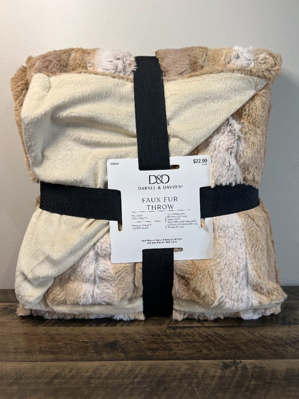 Faux Fur Throw Blanket 50x60 Beige Cream Soft Cozy Plush Giftable New